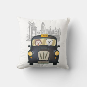 Taxi de Londres noir conduit par Coussin de chiens