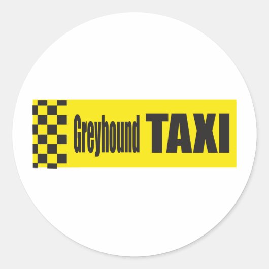 Taxi Greyhound Ronde Sticker (Voorkant)
