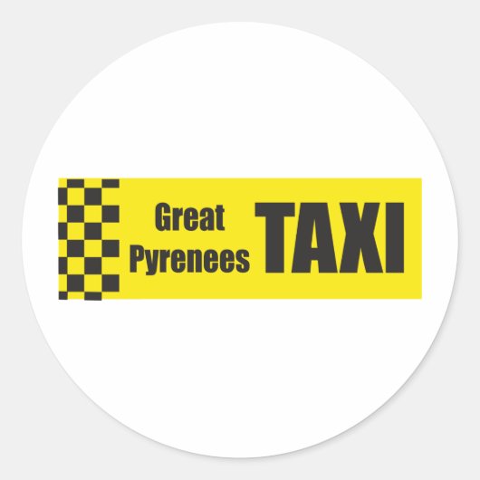 Taxi Grote Pyreneeën Ronde Sticker (Voorkant)