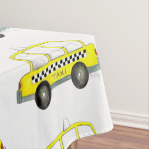 Taxi NYC Yellow New York City Checkered Cab Print Tafelkleed