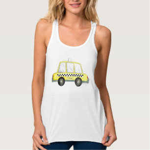 Taxi NYC Yellow New York City Checkered Cab Print Tanktop