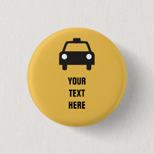 Taxi-pictogram met aangepast teksttransport ronde button 3,2 cm