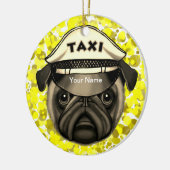 Taxi Pug Keramisch Ornament (Links)
