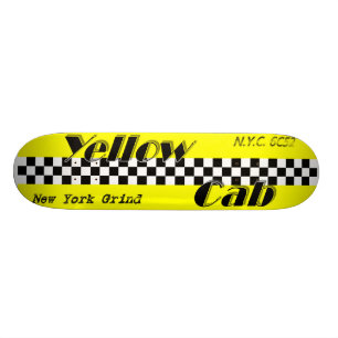 Taxi. Schatbord voor het ontwerpen van gele cabine Skateboard