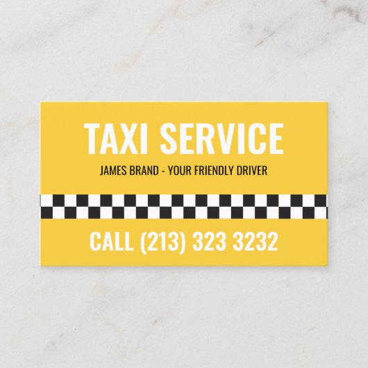 Taxi Service Cab Driver Zwart-wit patroon Visitekaartje (Voorkant)