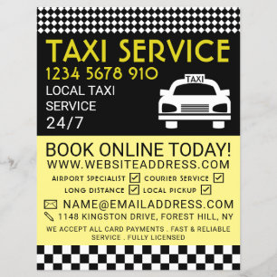 Taxi Station, Taxi Bedrijf met Prijslijst Flyer