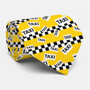 Taxichauffeur New York Yellow Cab Checkerboard Fun Stropdas
