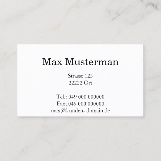 Taxifahrer Visitenkarten Visitekaartje (Achterkant)