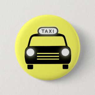 Taxi's in zwart-wit ronde button 5,7 cm