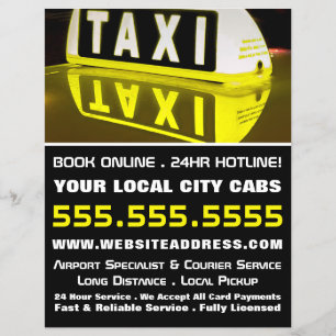 Taxischildreflectie, Taxi Bedrijf en Prijslijst Flyer