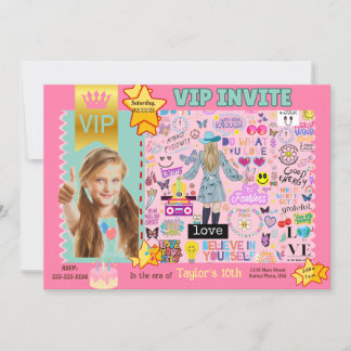 TAYLOR B-DAY THEMA VIP FOTO UITNODIGING VOOR MEISJ