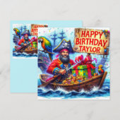 TAYLOR ~ Carte d'anniversaire ~ Pirate amical ~ (Devant / Derrière)