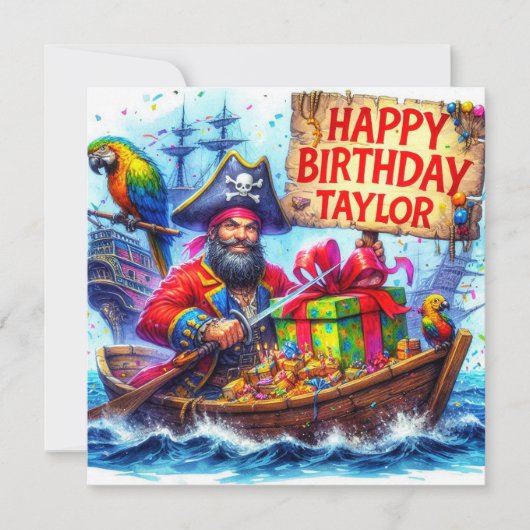 TAYLOR ~ Carte d'anniversaire ~ Pirate amical ~ (Devant)
