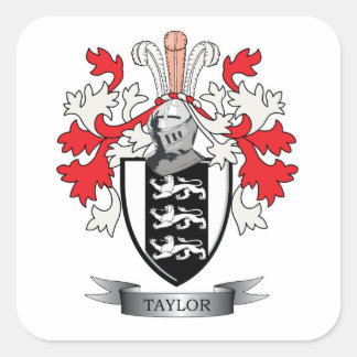 Taylor Family Crest Coat of Arms Vierkante Sticker