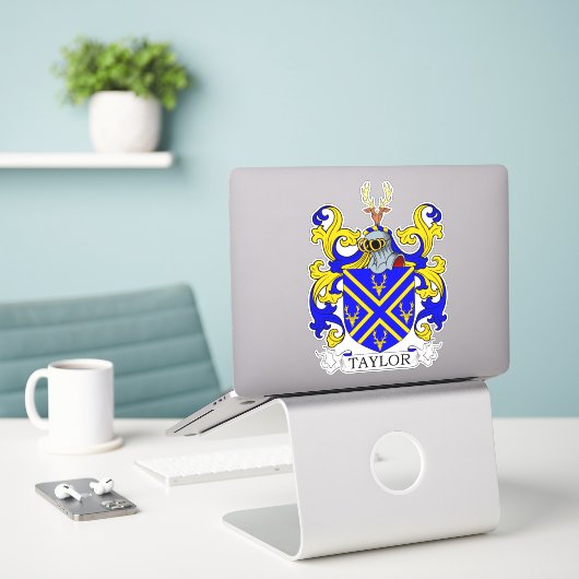 Taylor Family Crest Sticker (Laptop op bureau)