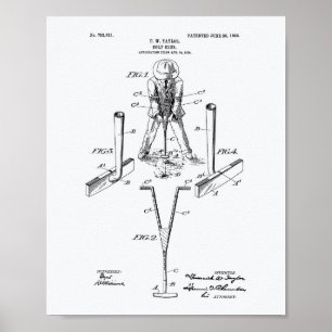 Taylor Golf Club 1905 Patent Art - Witboek Poster