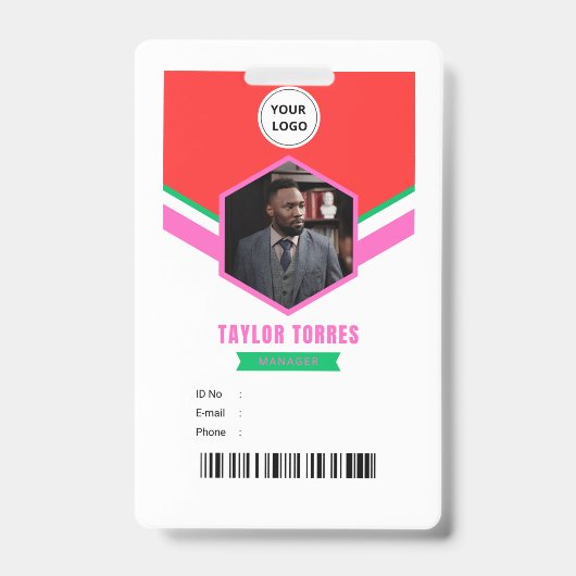 Taylor | ID photo de l'employé Badge du gestionnai (Avant)