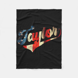 Taylor Naam Persoonlijke Amerikaanse Vlag 4 juli Fleece Deken