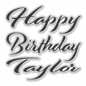 Taylor Nom Prénom Anniversaire de Black Sticker (Devant)