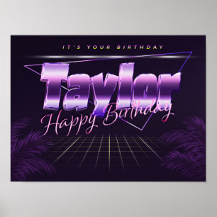 Taylor Nom Vorname lila retro Poster Geburtstag