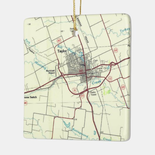 Taylor TX  Map Keramisch Ornament (Links)