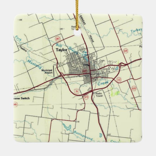 Taylor TX Map Keramisch Ornament (Achterkant)