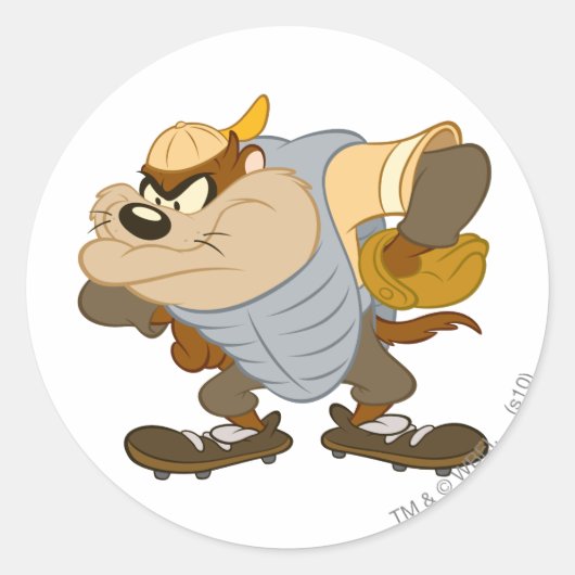 TAZ™ bij de Catcher's Mound Ronde Sticker (Voorkant)