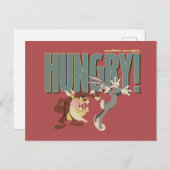 TAZ™ & BUGS BUNNY™ "Hungry" Briefkaart (Voorkant / Achterkant)