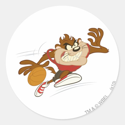 TAZ™ de Dribbling Cyclone Ronde Sticker (Voorkant)