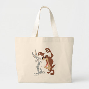 TAZ™ en BUGS BUNNY™ Geen enkele reactie - Kleur Grote Tote Bag
