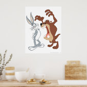 TAZ™ en BUGS BUNNY™ zijn niet eens aan elkaar geko Poster (Keuken)