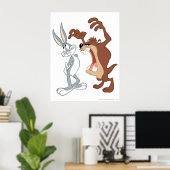 TAZ™ en BUGS BUNNY™ zijn niet eens aan elkaar geko Poster (Thuiskantoor)