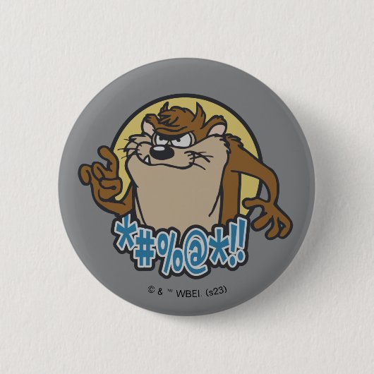 TAZ™ Expletive Circle Graphic Ronde Button 5,7 Cm (Voorkant)