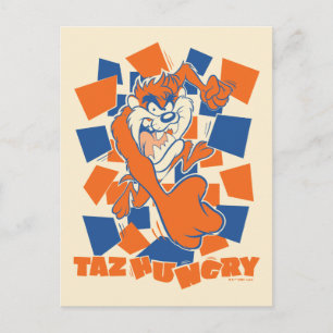 TAZ™ Hungry Smashing Through Checker Briefkaart