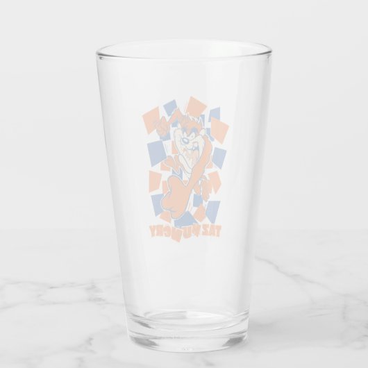 TAZ™ Hungry Smashing Through Checker Glas (Achterkant)