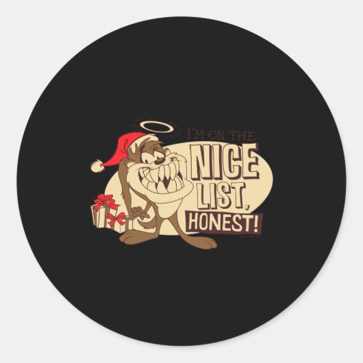 Taz Im On The Nice List Ronde Sticker (Voorkant)