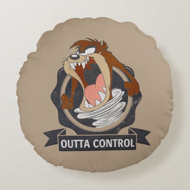 TAZ™ Outta Control Rond Kussen (Voorkant)