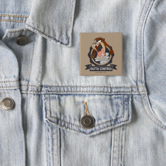 TAZ™ Outta Control Vierkante Button 5,1 Cm (In situ)