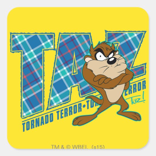 TAZ™ Tornado Terror Pset Vierkante Sticker (Voorkant)