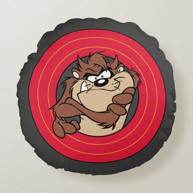 TAZ™ via LOONEY TUNES™ cirkels Rond Kussen (Voorkant)