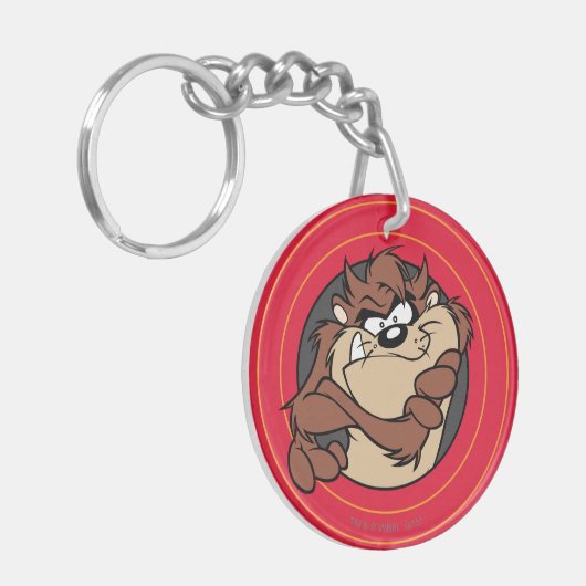 TAZ™ via LOONEY TUNES™ cirkels Sleutelhanger (Voorkant Links)