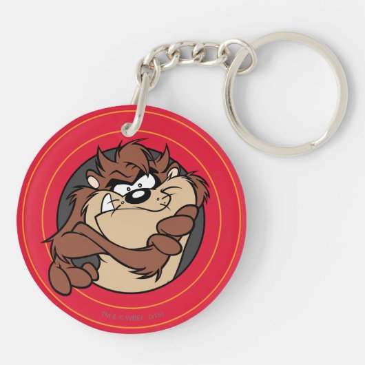 TAZ™ via LOONEY TUNES™ cirkels Sleutelhanger (Achterkant)