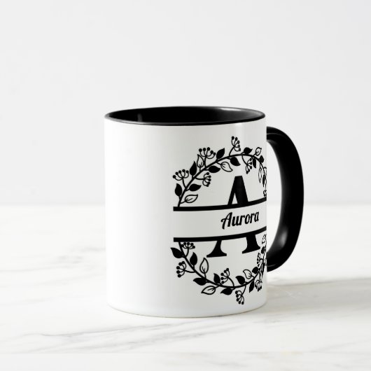 Taza A monogram Custon Name Mok (Voorkant rechts)