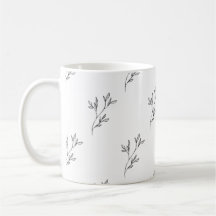 Taza Botánica Blanco y Negro | Diseño Minimalista 