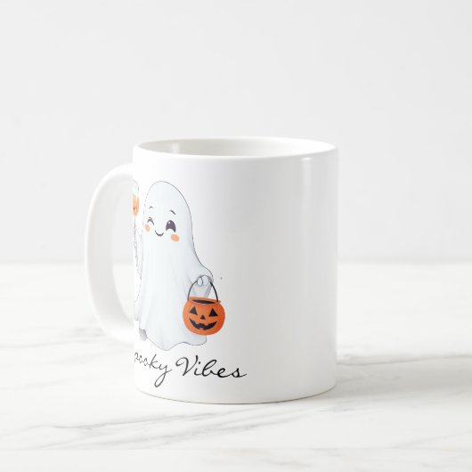 Taza con Diseño Tierno de Fantasma para Halloween Koffiemok (Voorkant links)