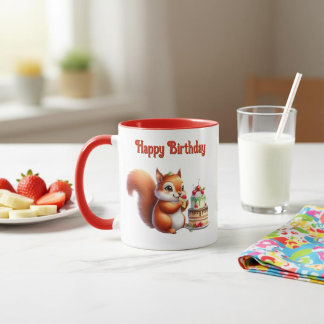 Taza Cumpleaños Ardillita con Torta Mok