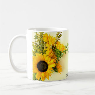 Taza de cafe diseño girasol y frace motivadora  koffiemok