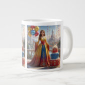 Taza de Princesa – Diseño de Cumpleaños con Pastel Extra Grote Beker (Voorkant rechts)