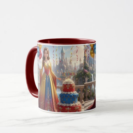 Taza de Princesa – Diseño de Cumpleaños con Pastel Mok (Voorkant links)