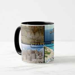 taza fotomontaje de Mallorca - Majorca en negro Mok